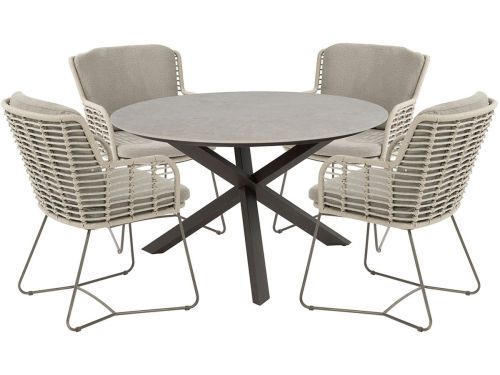 4 Seasons Fabrice tuinset 5-delig - Prado tuintafel Ø130 cm