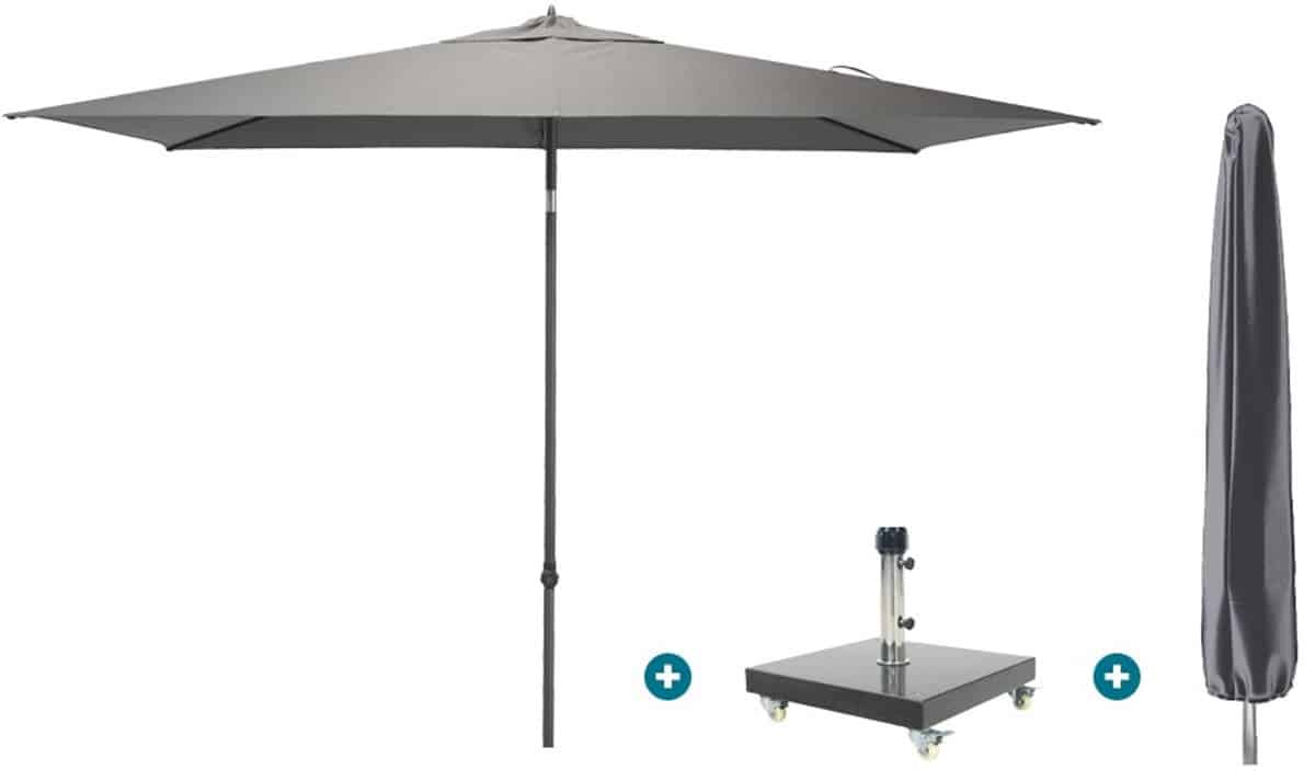 4so azzurro stokparasol 200×300 cm. charcoal granada voet en