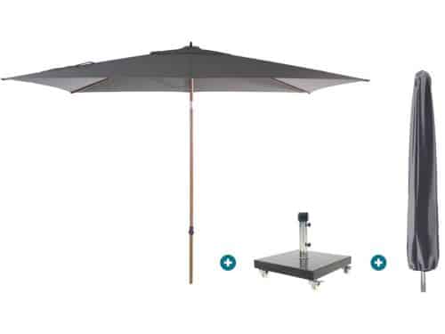 4SO Azzurro stokparasol 200x300 cm. - Houtlook/Charcoal Granada voet en