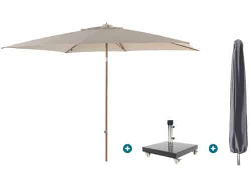 4SO Azzurro stokparasol 200x300 cm. - Houtlook/Zand Granada voet en
