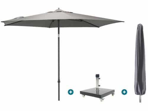 4SO Azzurro stokparasol 300 cm. - Charcoal Granada voet en