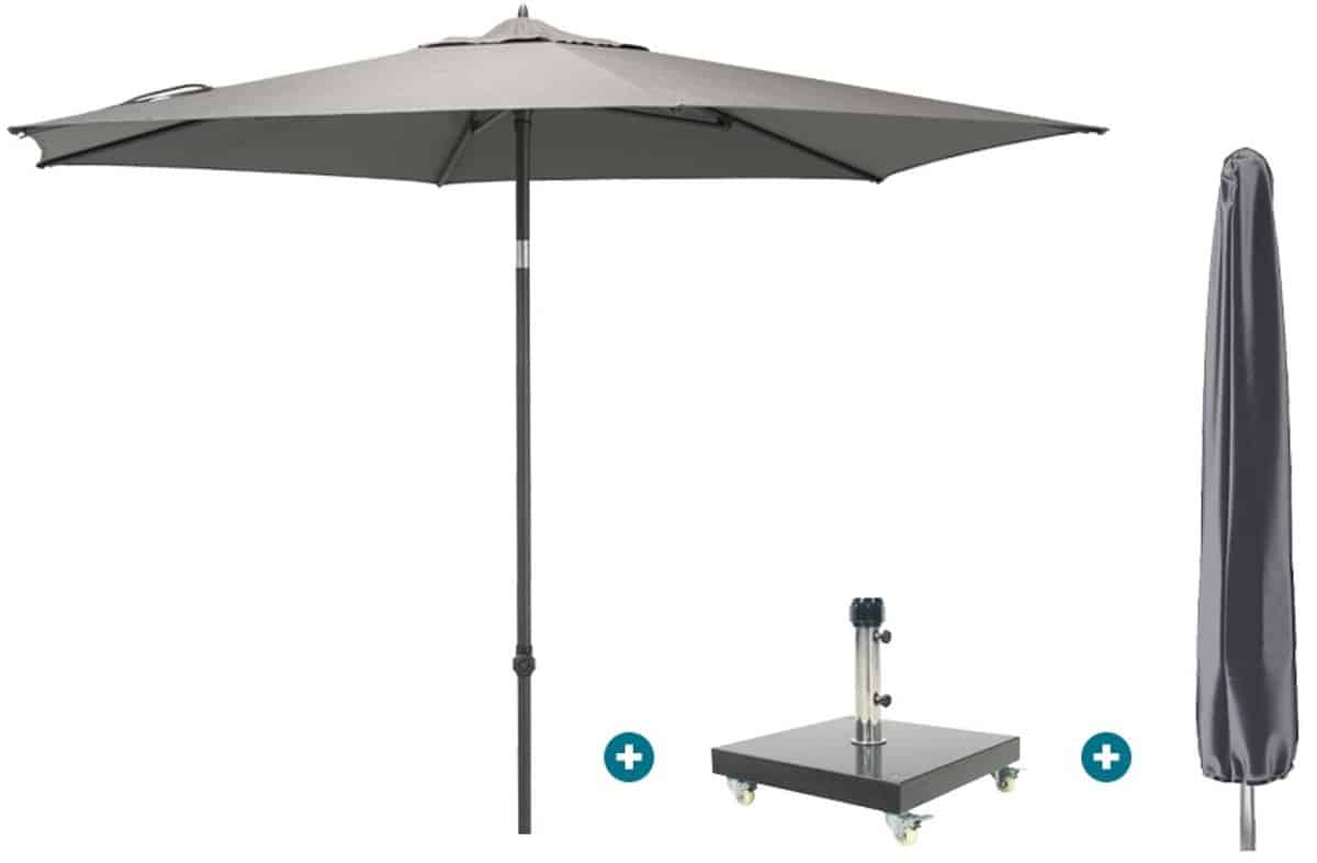 4so azzurro stokparasol 300 cm. charcoal granada voet en