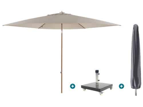 4SO Azzurro stokparasol 300 cm. - Houtlook/Zand Granada voet en