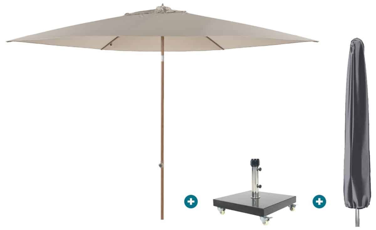 4so azzurro stokparasol 300 cm. houtlook/zand granada voet en