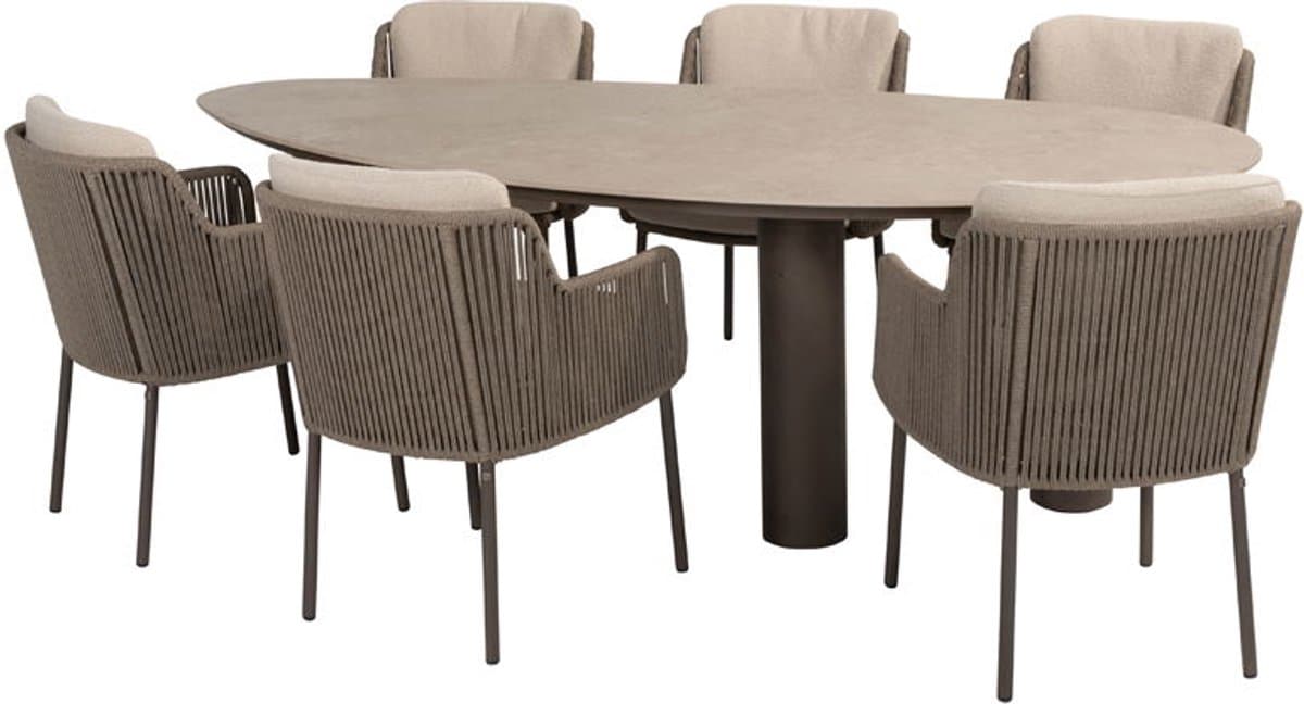 4so bernini diningset met arizona tafel terre sabia panna