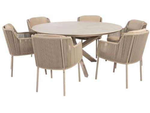 4so - Bernini diningset met Prado tafel latte keramiek rond