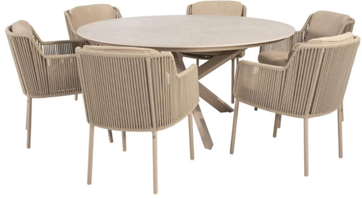 4so bernini diningset met prado tafel latte keramiek rond