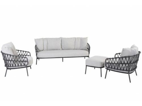 4SO Calpi loungeset 3-zits bank, 2 fauteuils en voetenbank