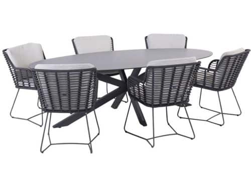 4so - Fabrice diningset met Privada tafel antraciet ellipse 240