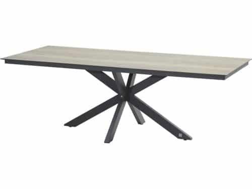 4SO - Minerva Tafelframe Antracite met HPL Teak Pattern Tafelblad