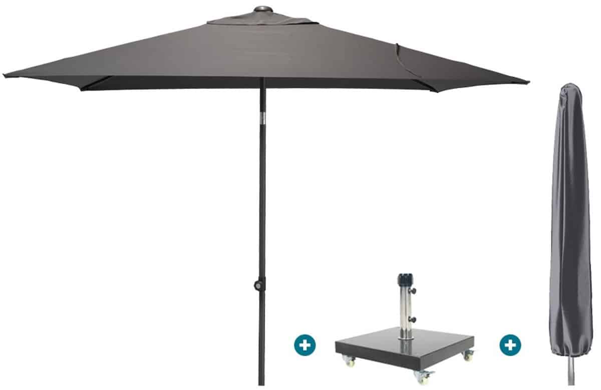 4so oasis stokparasol 200×250 cm. antraciet granada voet en