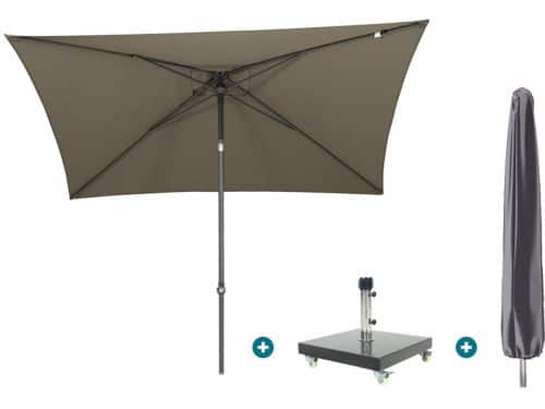 4SO Oasis stokparasol 200x250 cm. - Taupe Granada voet en