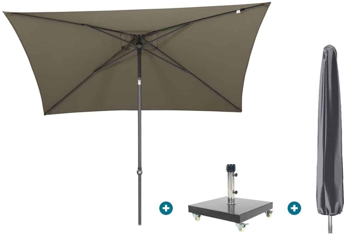 4so oasis stokparasol 200×250 cm. taupe granada voet en