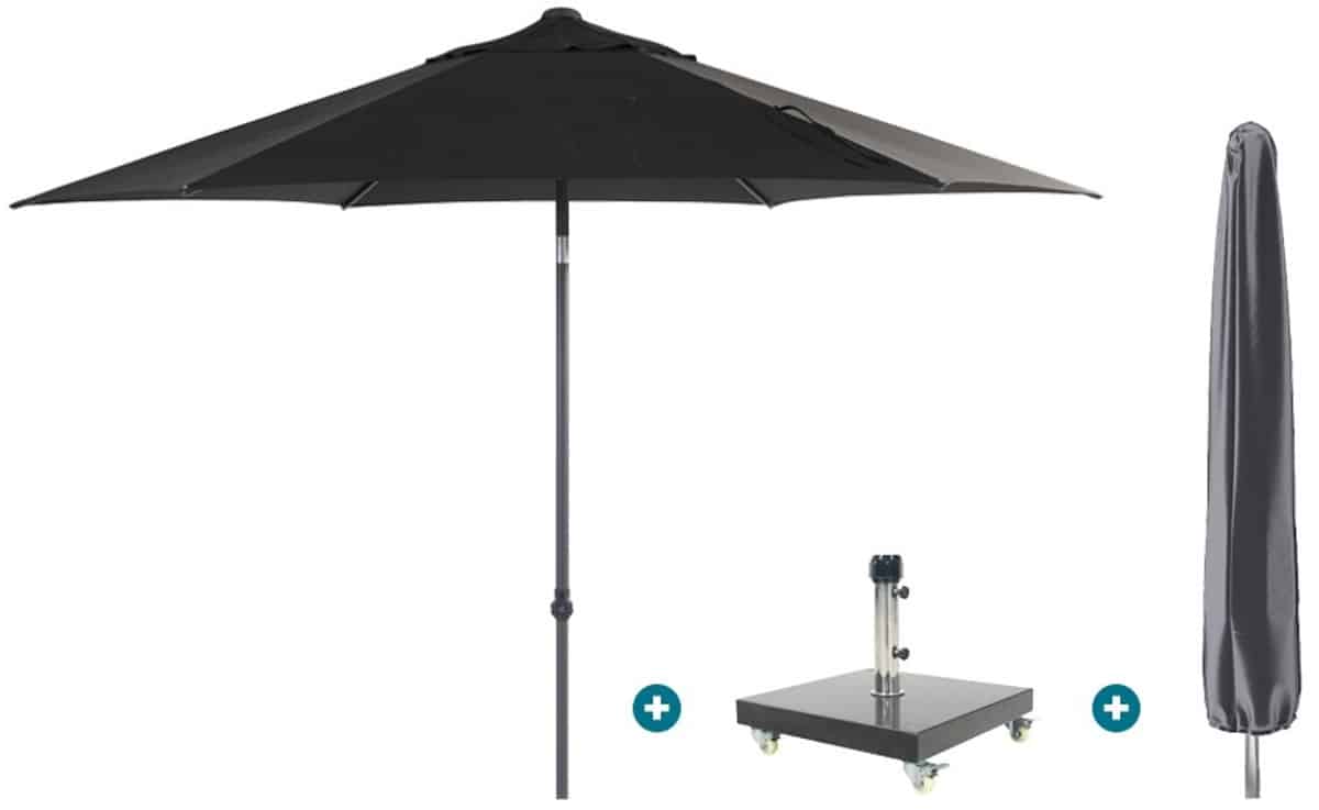 4so oasis stokparasol 300 cm. antraciet granada voet en