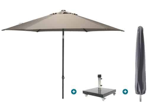 4SO Oasis stokparasol 300 cm. - Taupe Granada voet en