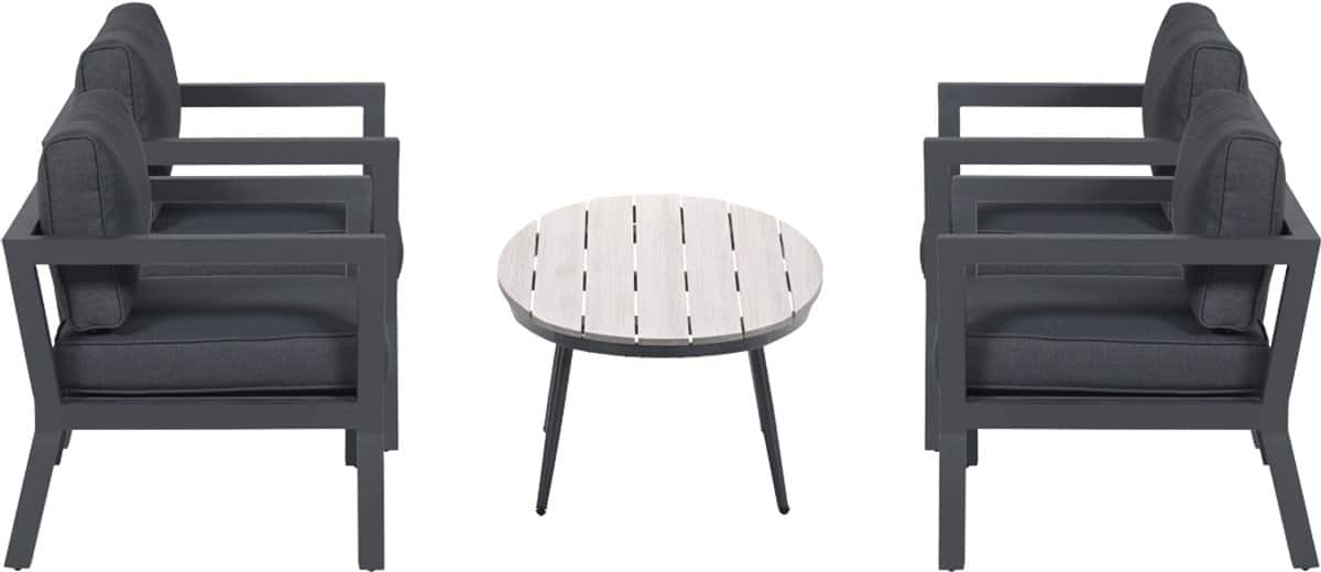 5 delige loungeset ridge 4 luxe lounge fauteuils inclusief salontafel