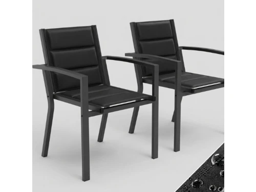 Aafinity 2-delige tuinstoelenset - Stapelbare stoelen met aluminium frame en