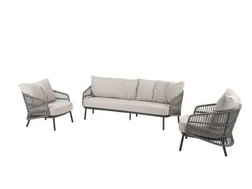 Alicante 2xlounge stoel en 1x3-zits lounge bank antraciet Taste - Taste