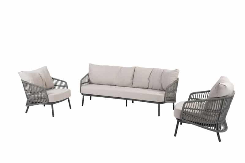alicante 2xlounge stoel en 1×3 zits lounge bank antraciet taste taste