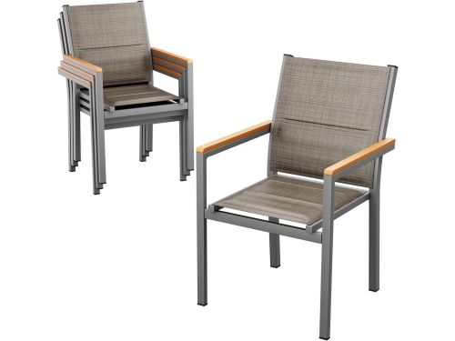 Aluminium Tuinstoelen - Stapelbare Stoelen - Buiten Dineren - Gewatteerde