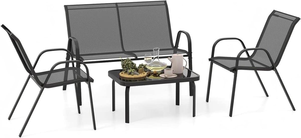 balkonset 4 delig tuinmeubelen set buiten zitten ergonomisch
