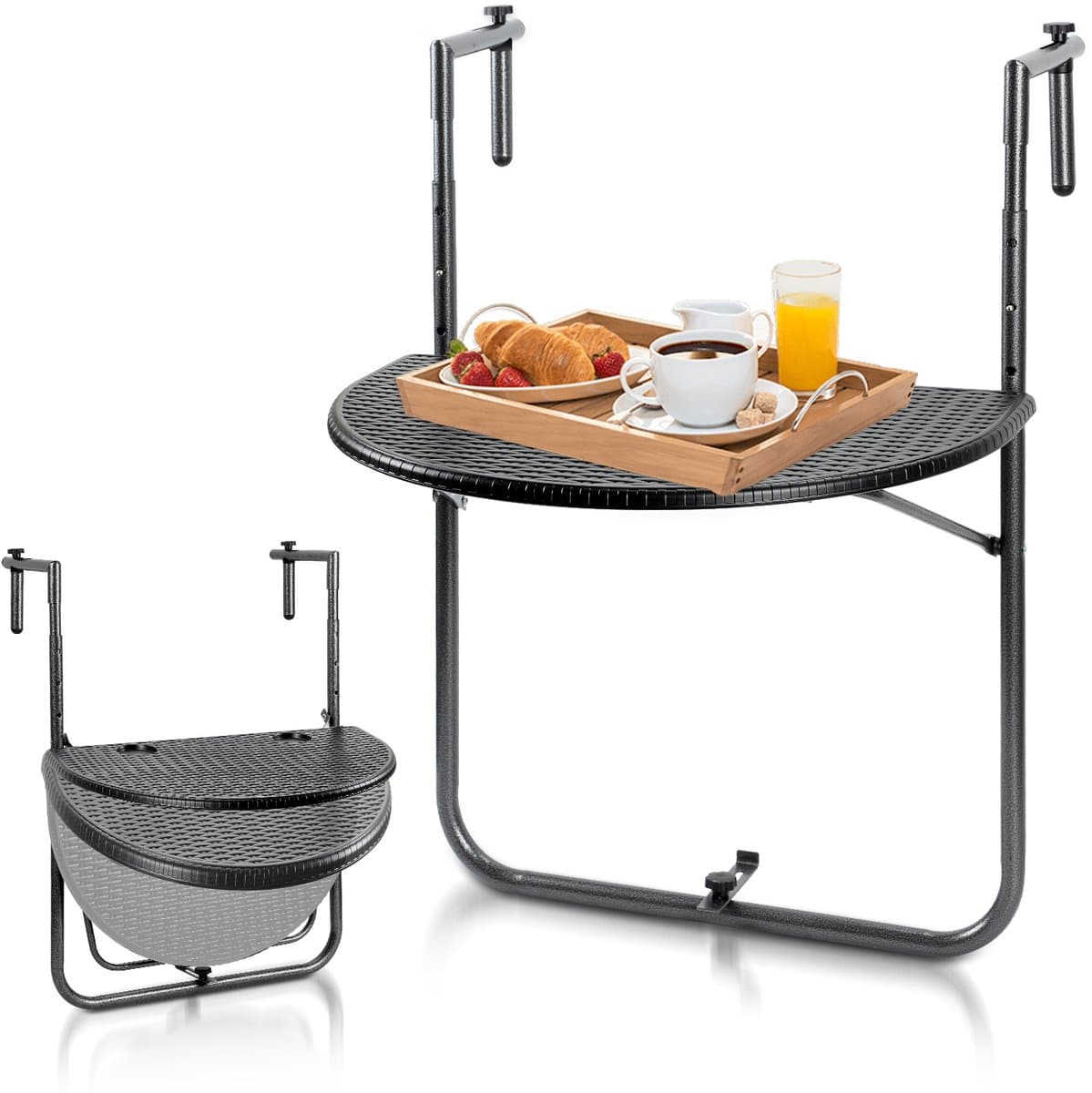 balkontafel inklapbaar hangend zwart 60x40x83.5cm