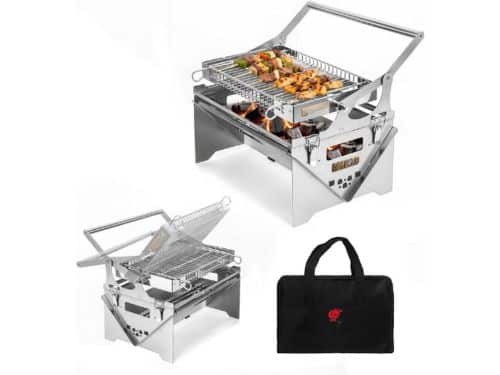Barbecuegrill, draagbare barbecuegrill voor buiten, roestvrijstalen houtskoolgrill, opvouwbare BBQ