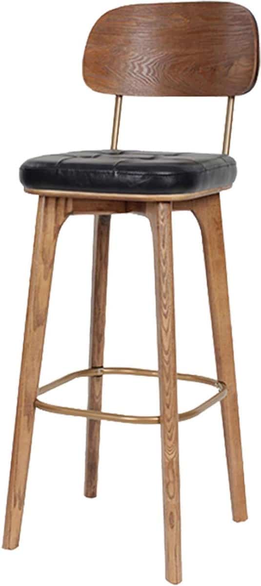 barkruk massief hout stoel met rugleuning keuken bar