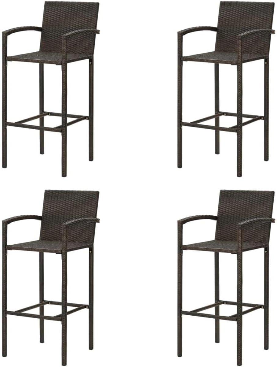barkrukken set barstoelen bruin terras zitten gepoedercoat