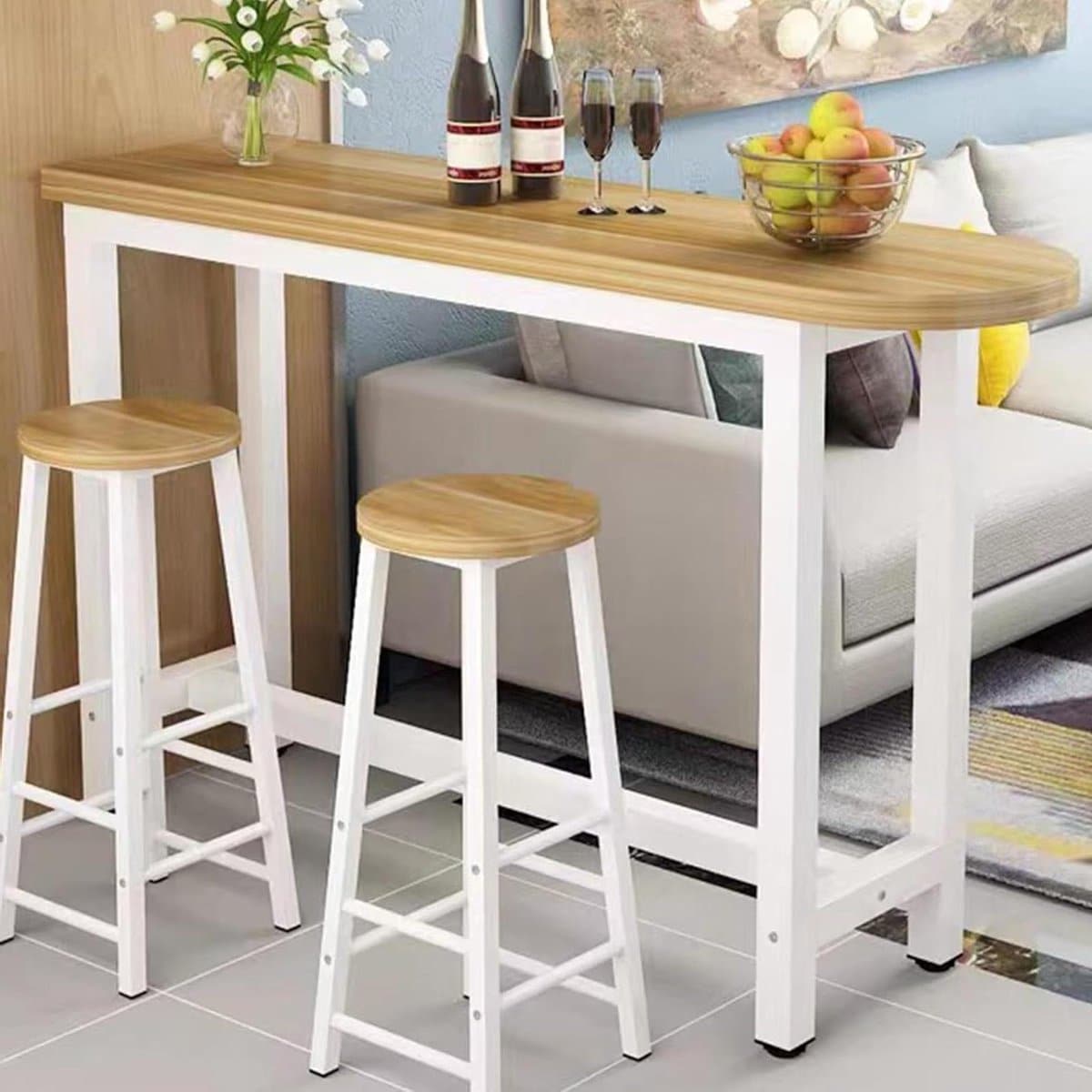 bartafel hoge tafel keukentafel gezellig borrelen afgeronde