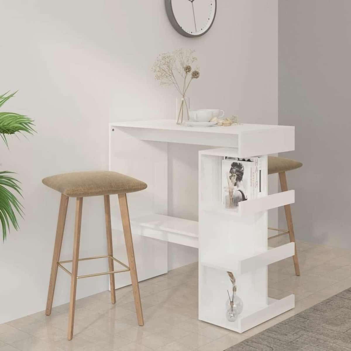 bartafel met plank hoge tafel ruimtebesparend wonen