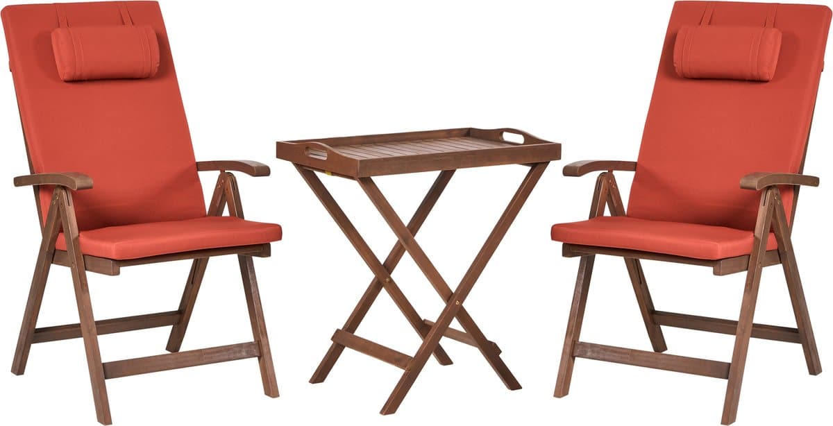 beliani amantea premium bistroset rood acaciahout