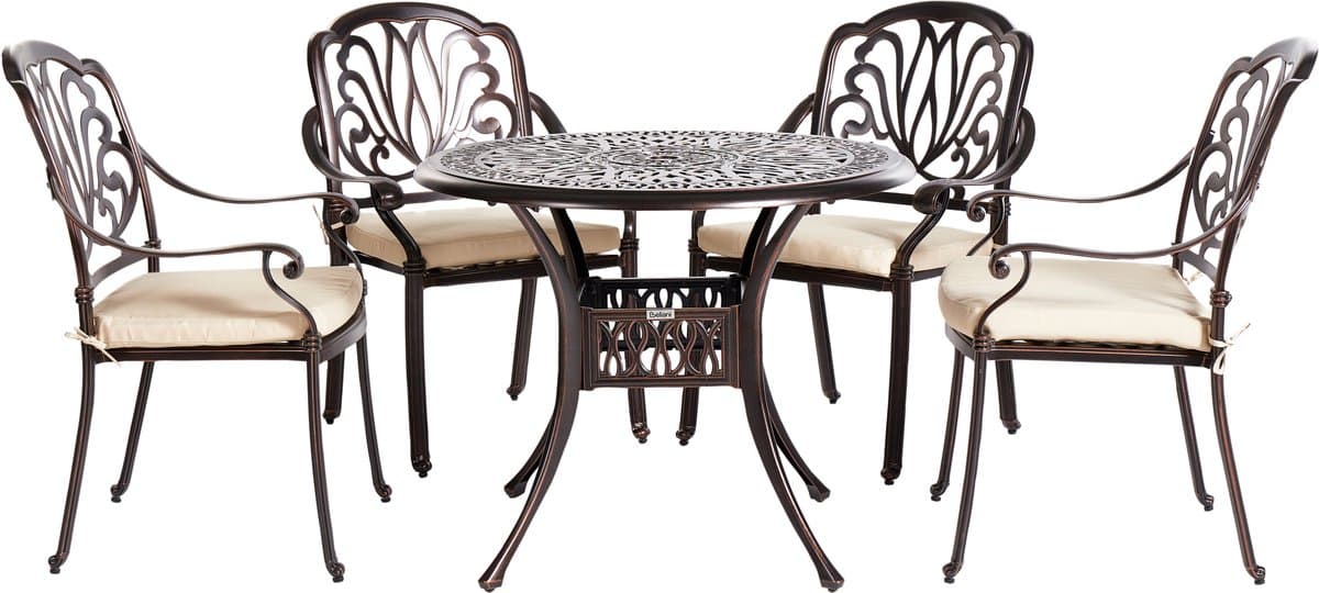 beliani ancona tuinset voor 4 bruin aluminium