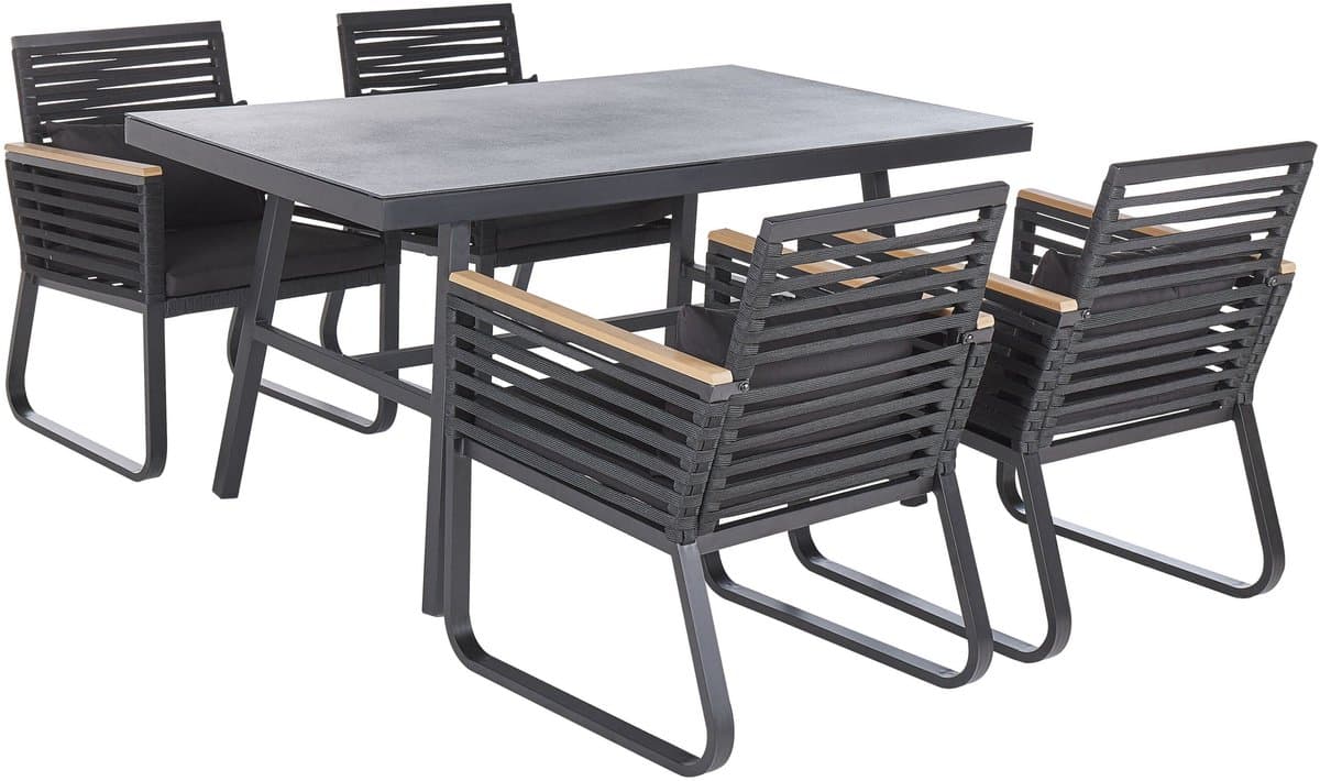 beliani canetto tuinset voor 4 zwart aluminium