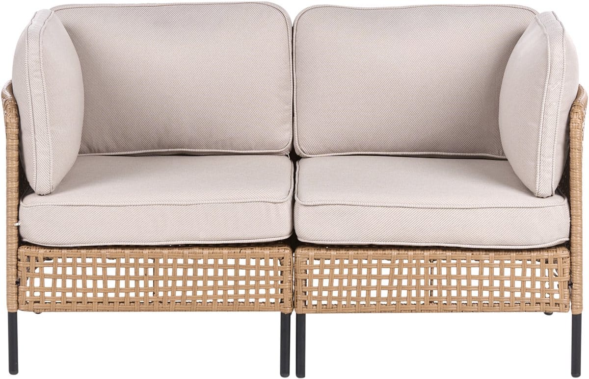 beliani omegana tweezitsbank lichtbeige pe rotan