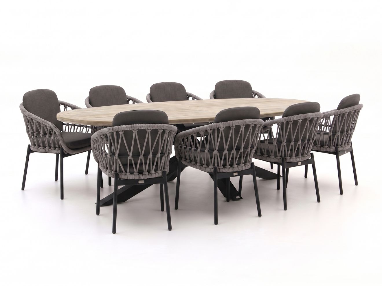 bellagio cupello/rough y ellips 280cm dining tuinset 9 delig laagste prijsgarantie!