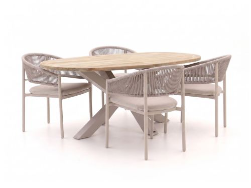 Bellagio Panaro/ROUGH-Y Ellips 200cm dining tuinset 5-delig stapelbaar - Laagste prijsgarantie!