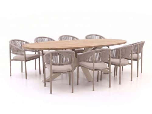 Bellagio Panaro/ROUGH-Y Ellips 280cm dining tuinset 9-delig stapelbaar - Laagste prijsgarantie!