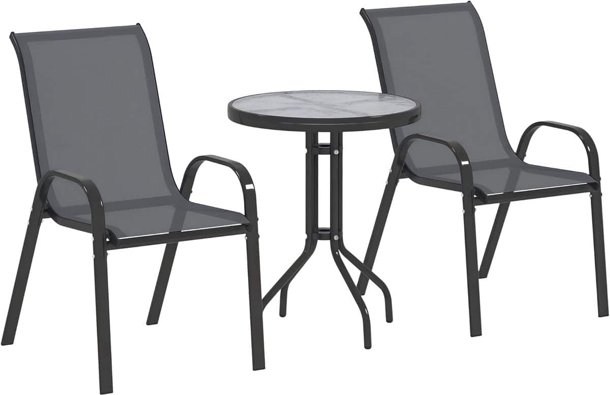 bistroset 3 delig tuinmeubelset balkon buiten zitten stapelbare
