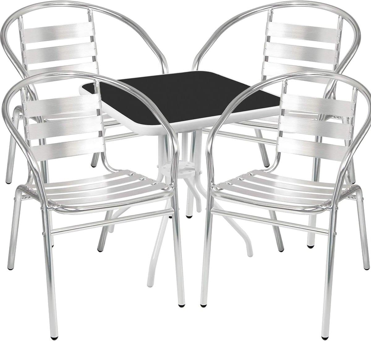 bistroset 5 delig tafel met stoelen genieten op terras