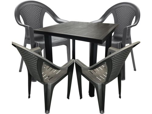 Bistroset 5-delig - Tuinset Kunststof - Buiten Zitten - Stapelbare