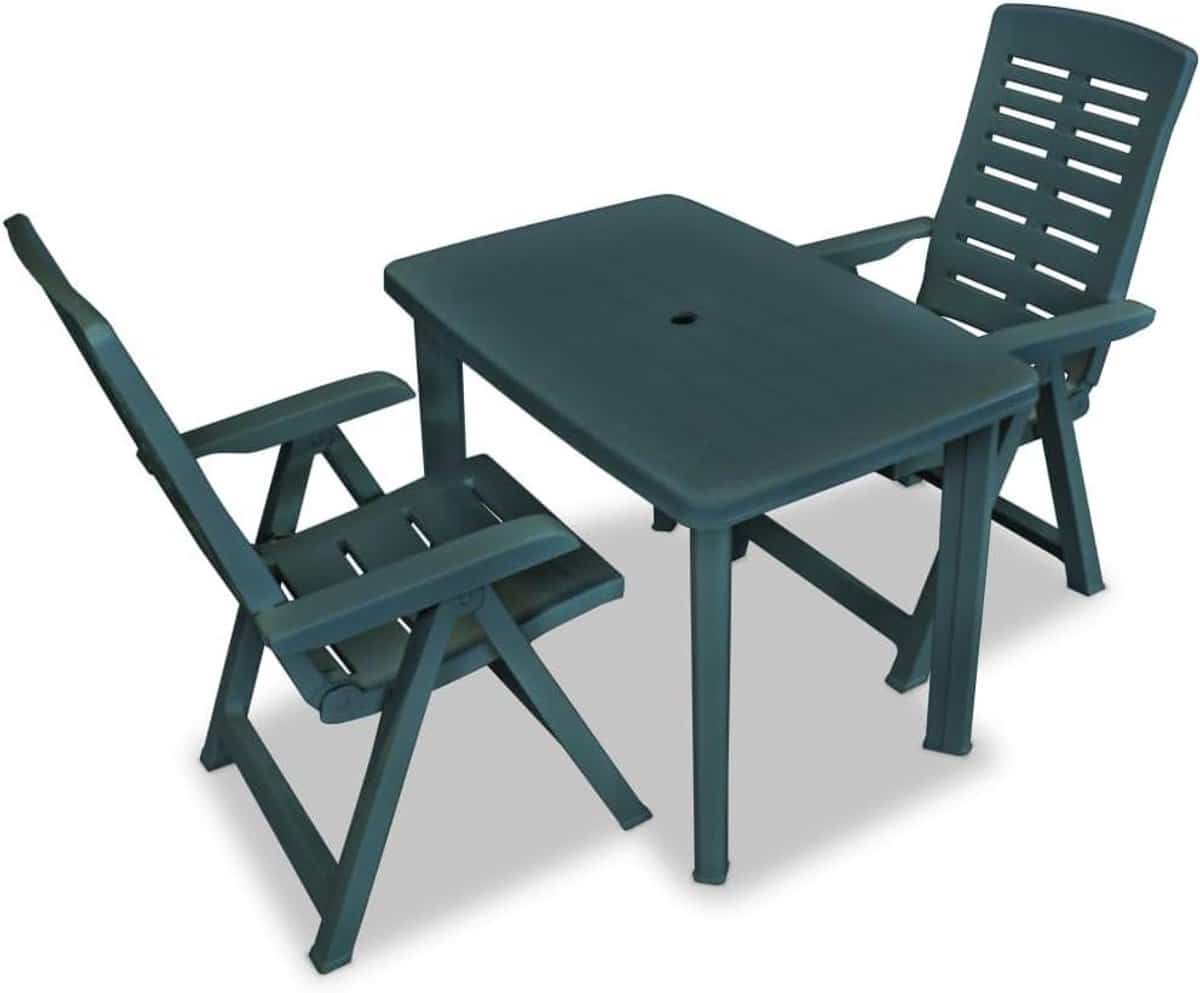 bistroset kunststof tuintafelset klapstoelen buiten eten parasolgat