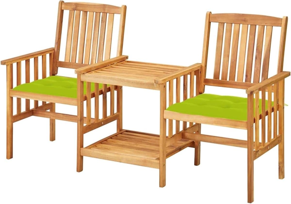 bistroset met kussens houten tuinmeubel buiten genieten