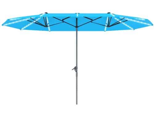 Blauwe Zweefparasol-Zonne-LED-Verlichting-UPF50+ Zonbescherming-Tuin 451x267cm