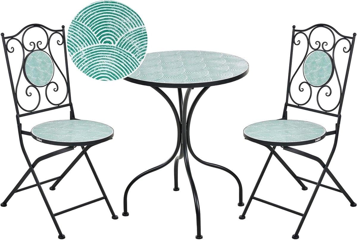 buiten tuin bistroset vintage metalen set gezellig buiten