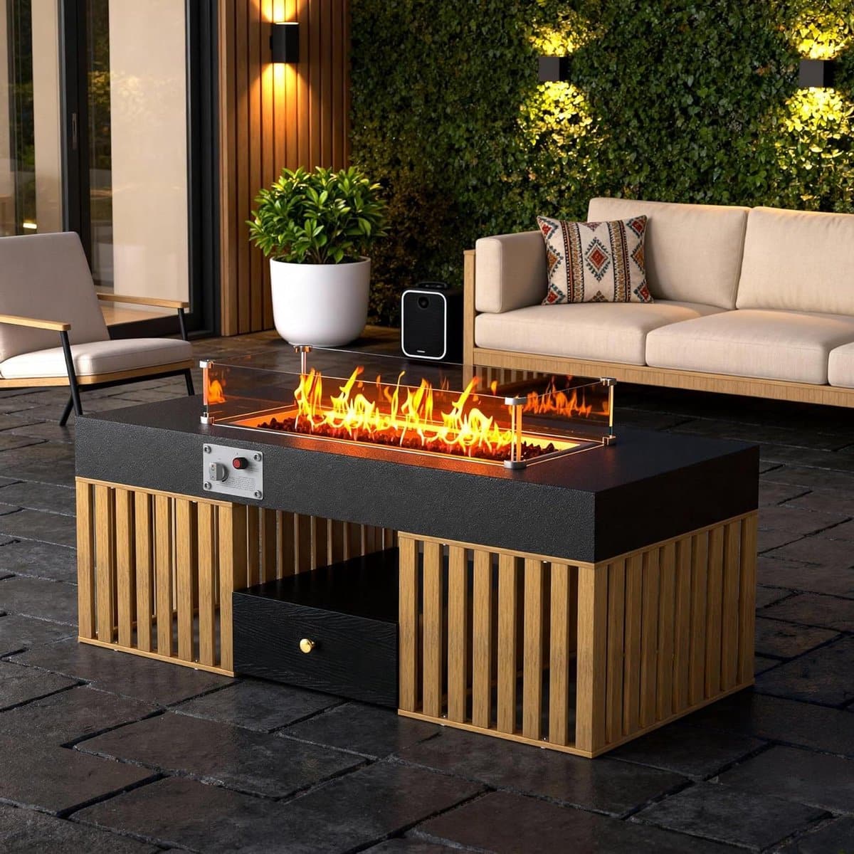 buitenkachel tafel terrashaard met lade buiten ontspannen