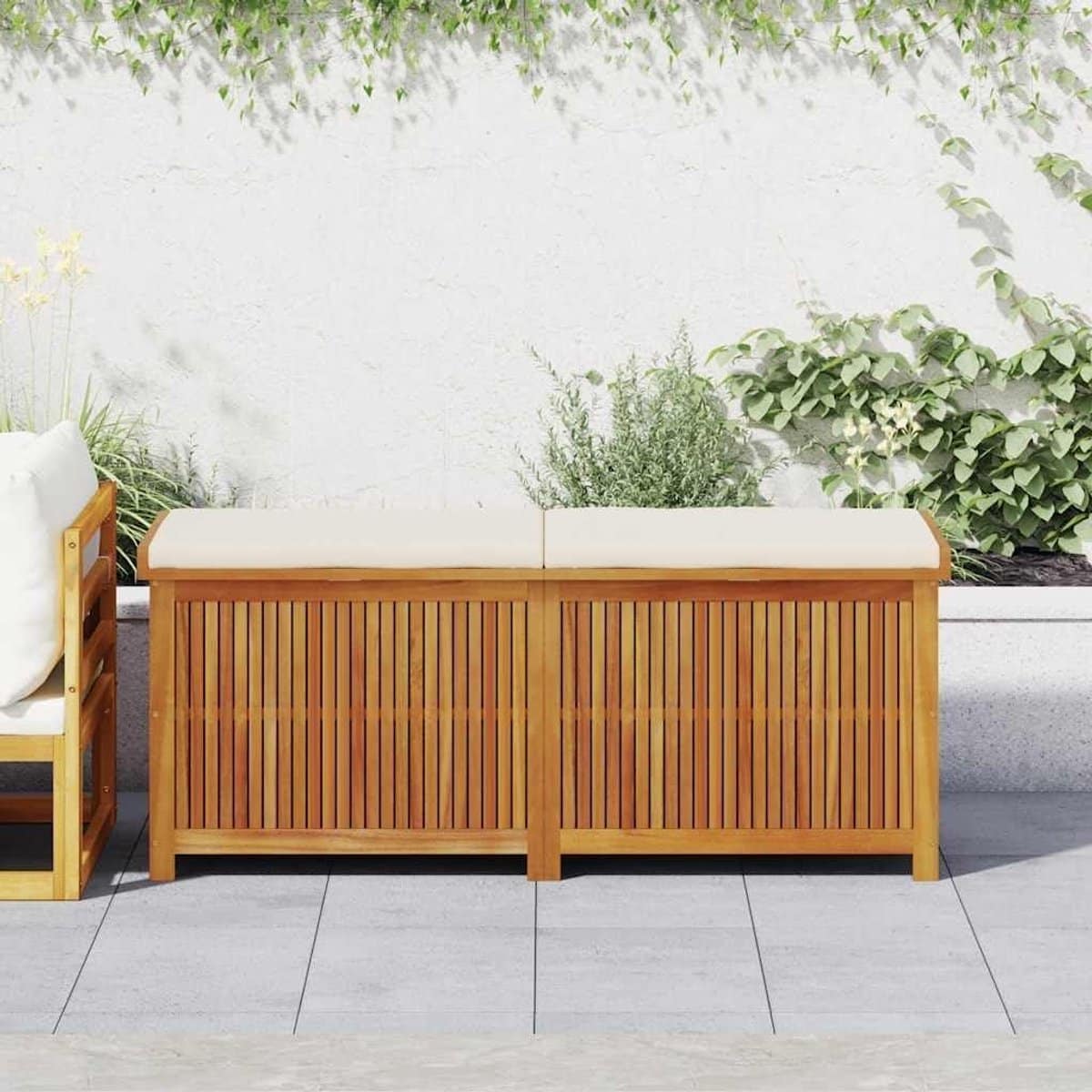 buitenkussenbox tuinopberger tuinspullen opbergen massief acacia hout