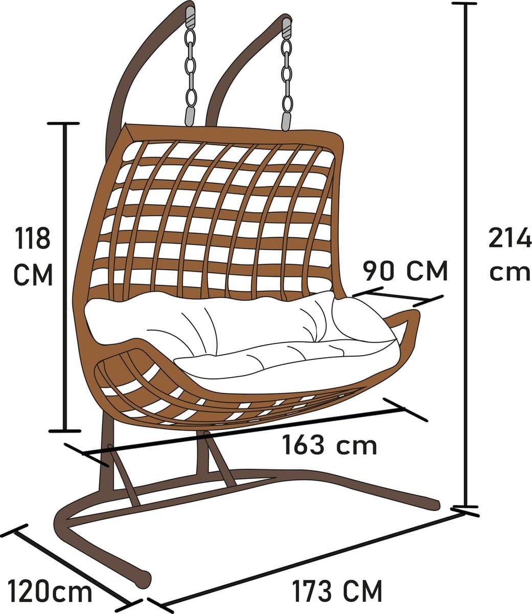 capri swing kemer rotan tuinschommel hangstoel veranda schommel 2 persoons