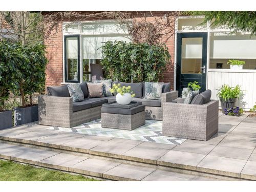 Cayman II loungeset 4-delig organic grey / donker antraciet