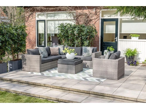Cayman II loungeset 4-delig organic grey / donker antraciet